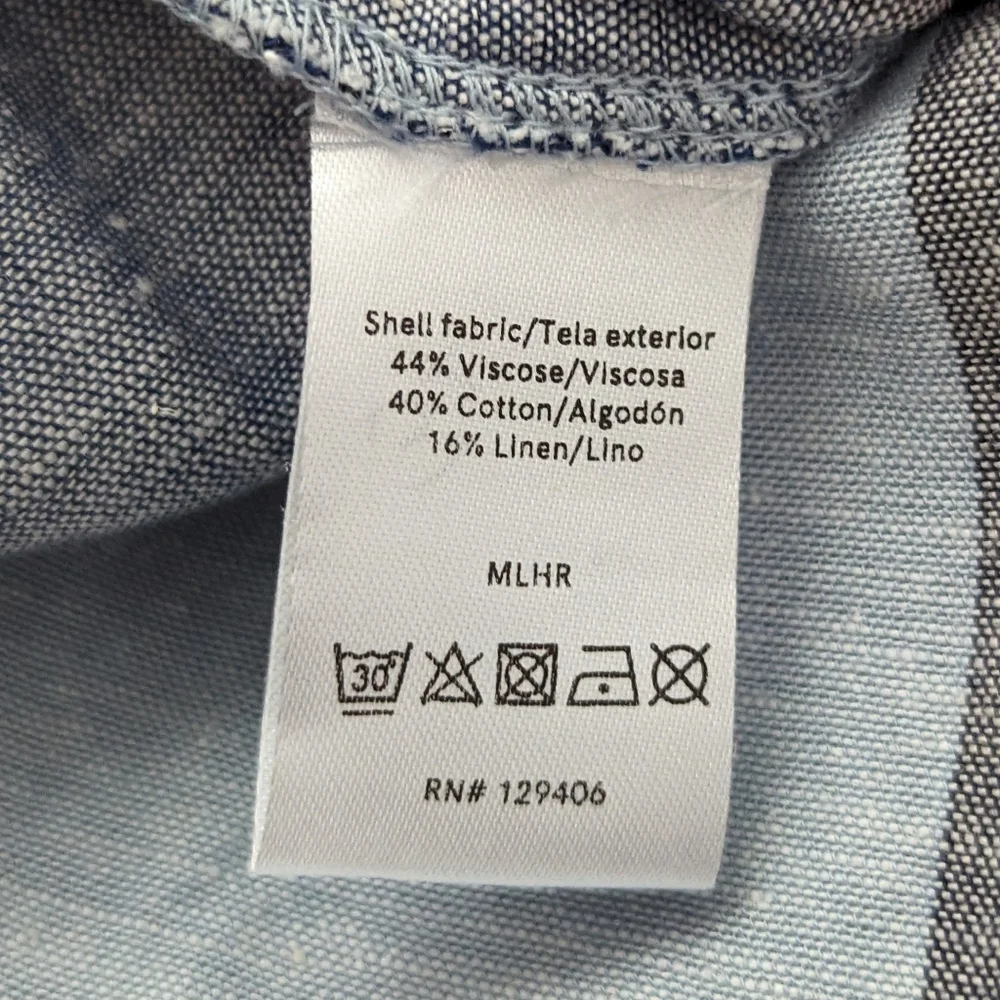 Venus Blue Stripe Wide Leg Light Airy Cotton Blend Pants, Tie Front Detail, 8 - Picture 7 of 7